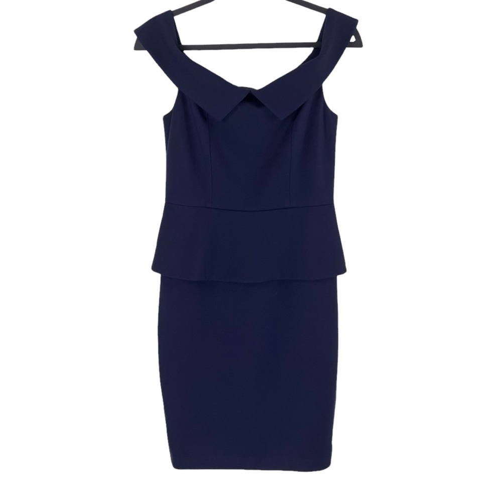 Ted Baker London Navy Off the Shoulder Bardot Fold Peplum Dress Size 2 (4/6) NEW - Picture 2 of 13